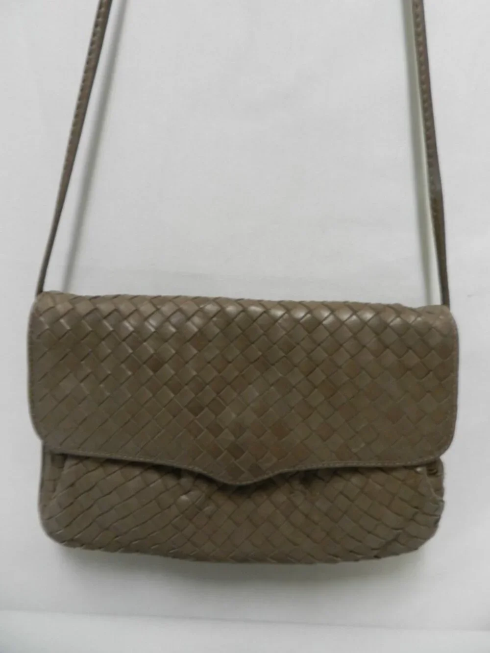 Parri Firenze Italy Vintage weave woven Soft Leather shoulder bag purse taupe